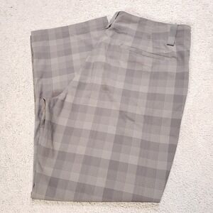 Nike Pants Womens 14 Taupe Gray Plaid Golf Tour Performance Stretch Dri-Fit